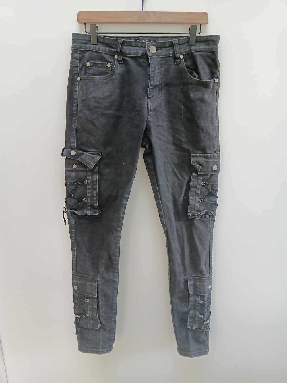 THRT Men's Slim Straight Black Washed Jeans Size 34×30